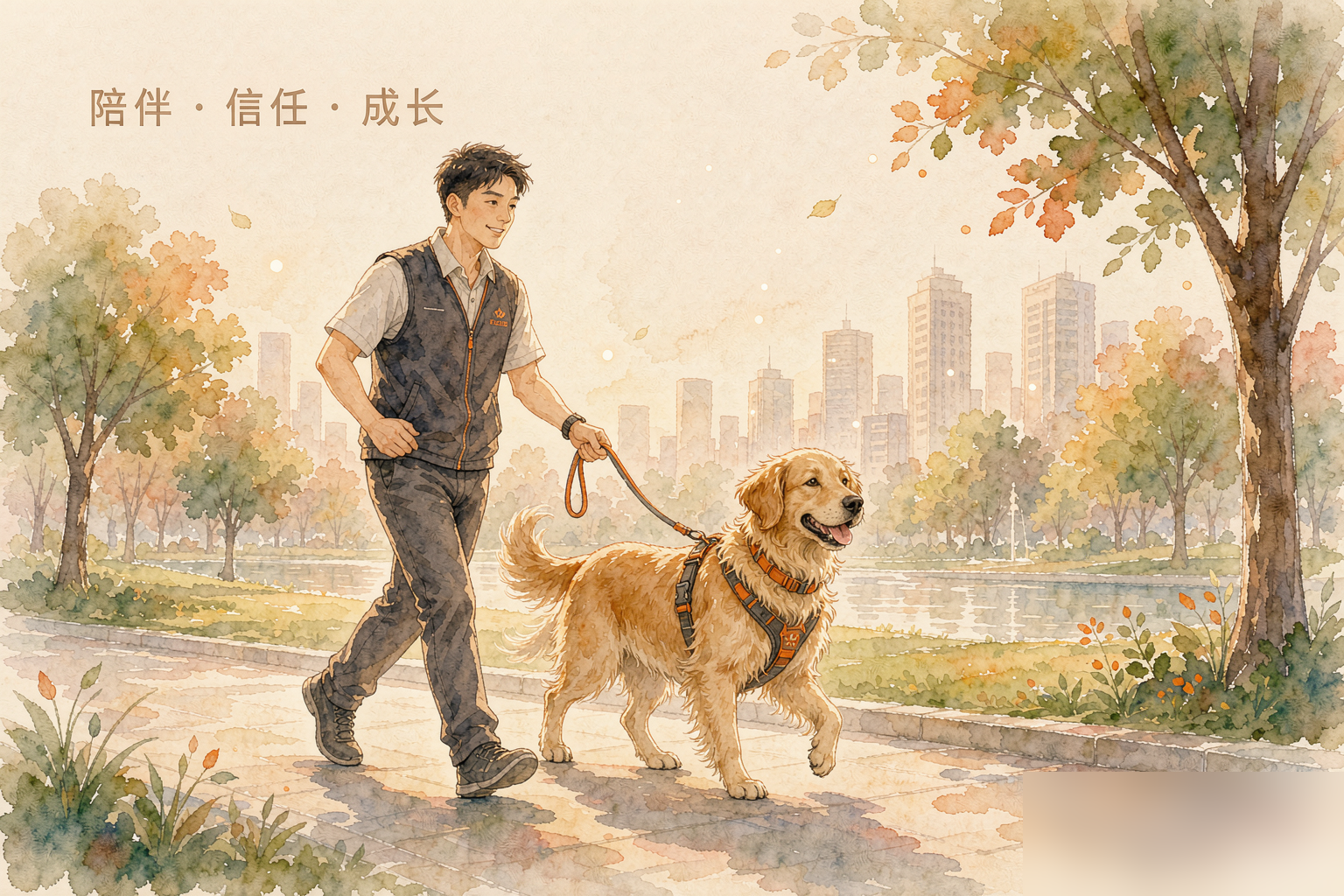 训犬师与金毛信任力训练 — 巨小萌